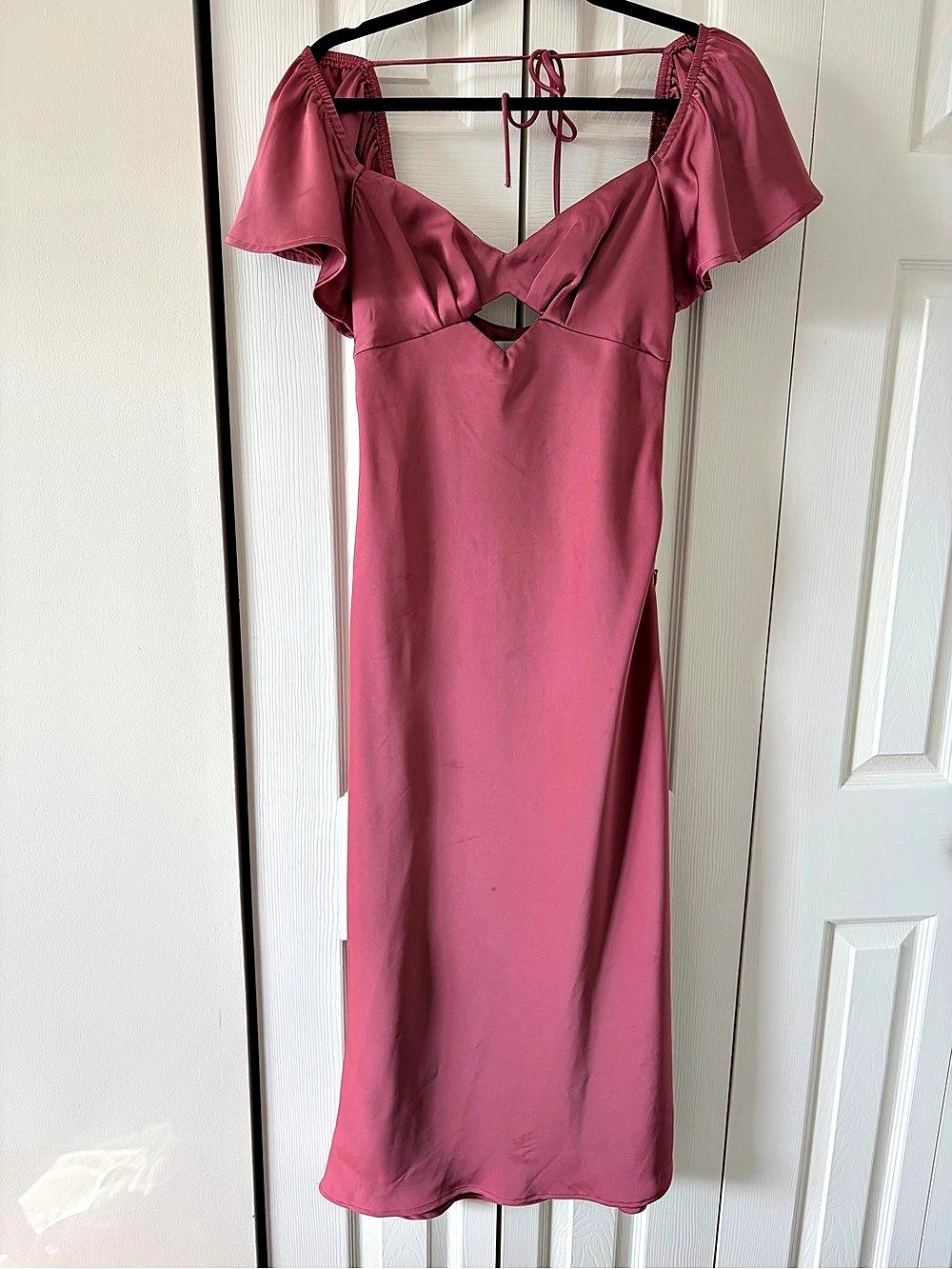 Hello Molly Satin Maxi Dress in Pink Small